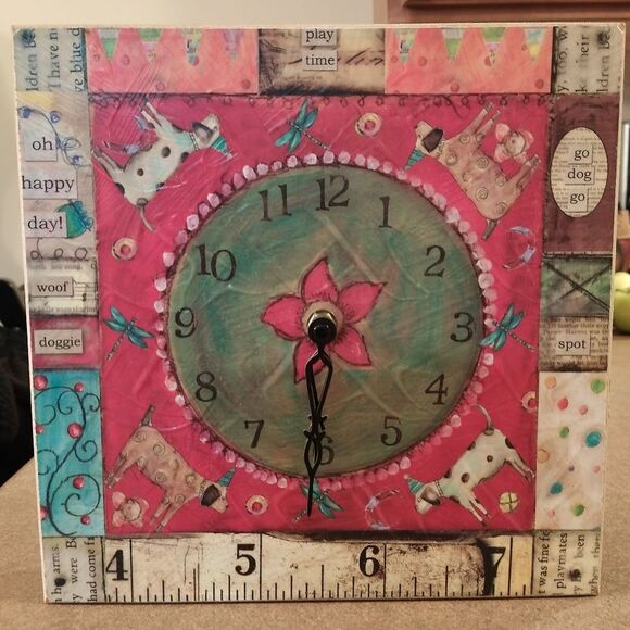 Joyful Nest Whimsical Party Dogs Wall Clock by Lisa Kaus - Picture 9 of 9